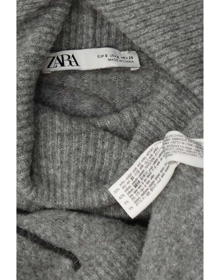 Женский свободный джемпер с высоким воротником Zara UK 10, маленький серый акрил