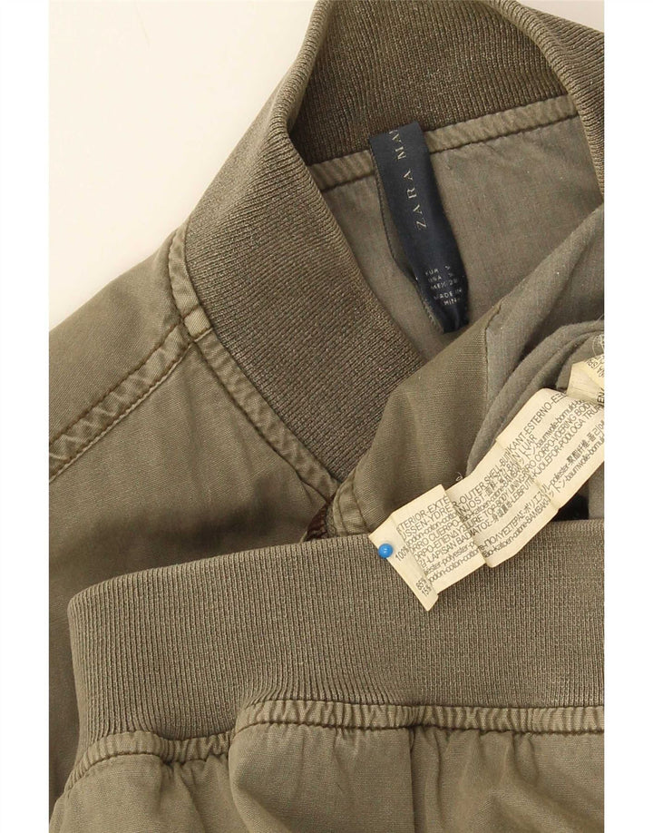 Мужская куртка-бомбер Zara UK 36, маленький цвет хаки, хлопок