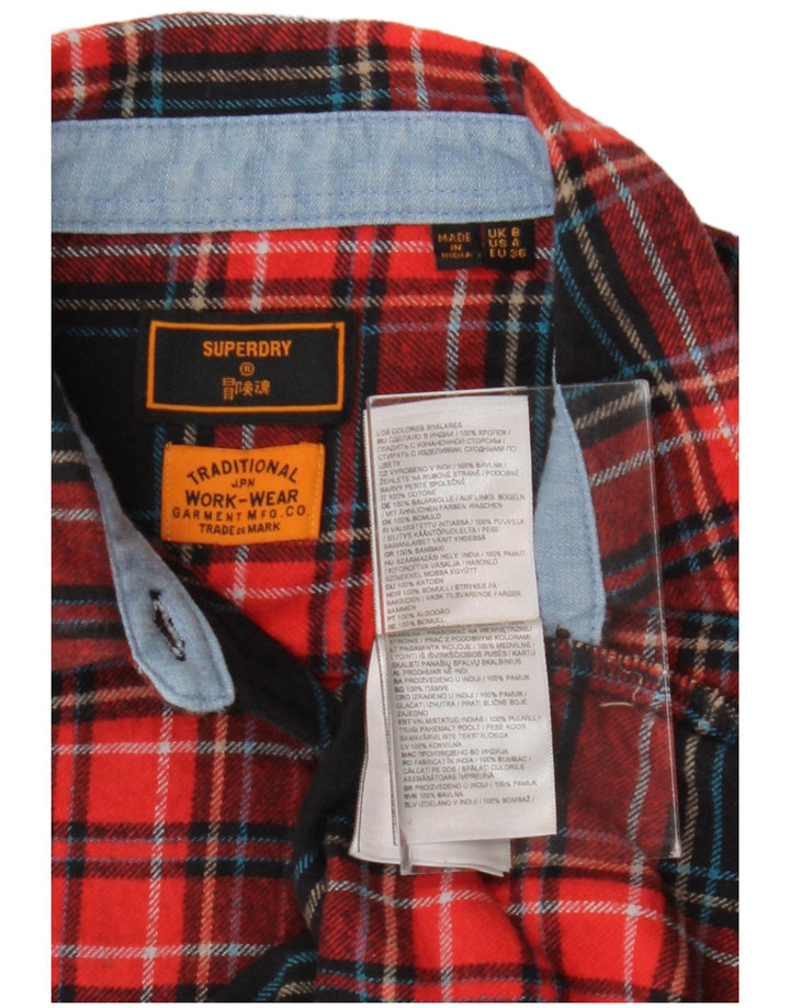 SUPERDRY Женская фланелевая рубашка UK 8, маленькая красная клетка, хлопок