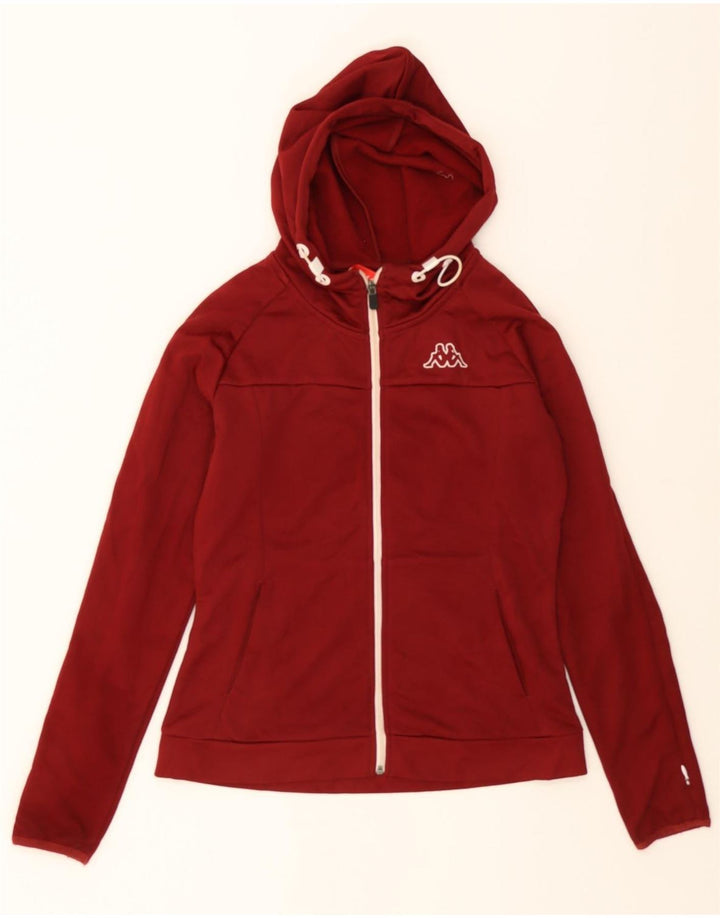 KAPPA Womens Zip Hoodie Sweater UK 12 Medium Burgundy Polyester Vintage Kappa and Second-Hand Kappa from Messina Hembry 