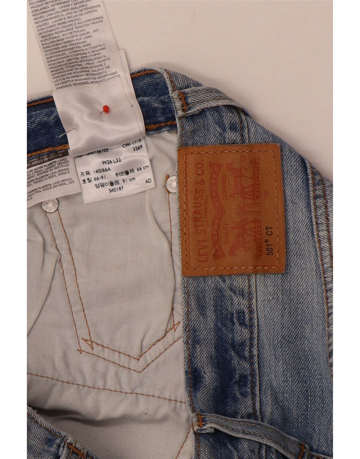 Женские потертые прямые джинсы Levi's 501 CT W26 L29 синие