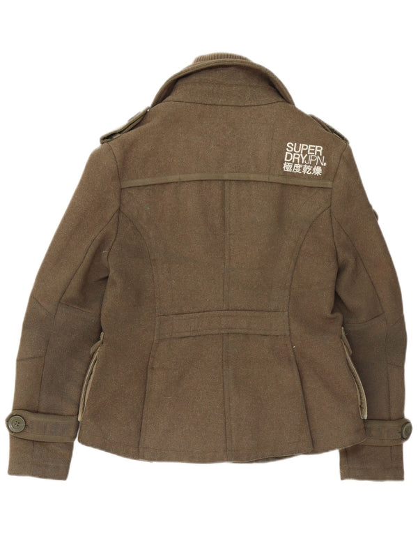 Женская куртка в стиле милитари Superdry UK 10, маленькая, цвет хаки, шерсть