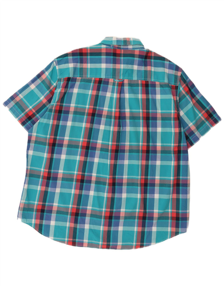 Мужская рубашка с коротким рукавом Chaps, 2XL, синяя клетка, хлопок