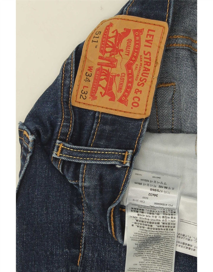 Мужские джинсы Levi's 511 Slim W34 L32 Темно-синие, хлопок