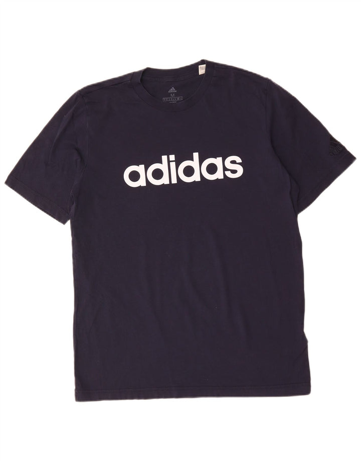 Мужская футболка ADIDAS с рисунком, темно-синий, хлопковый топ среднего размера