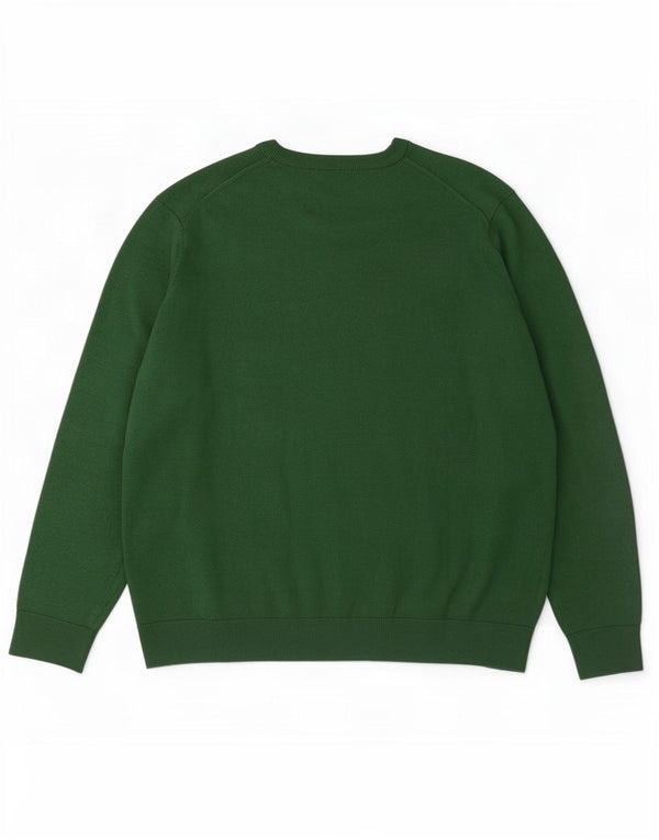 Мужской джемпер с вырезом лодочкой Lacoste, размер 7, 2XL, зеленая шерсть