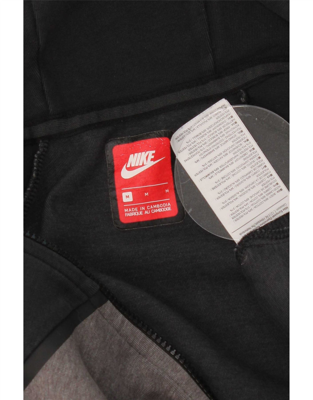 Мужской свитер с капюшоном на молнии Nike, средний черный, хлопковый с цветными блоками