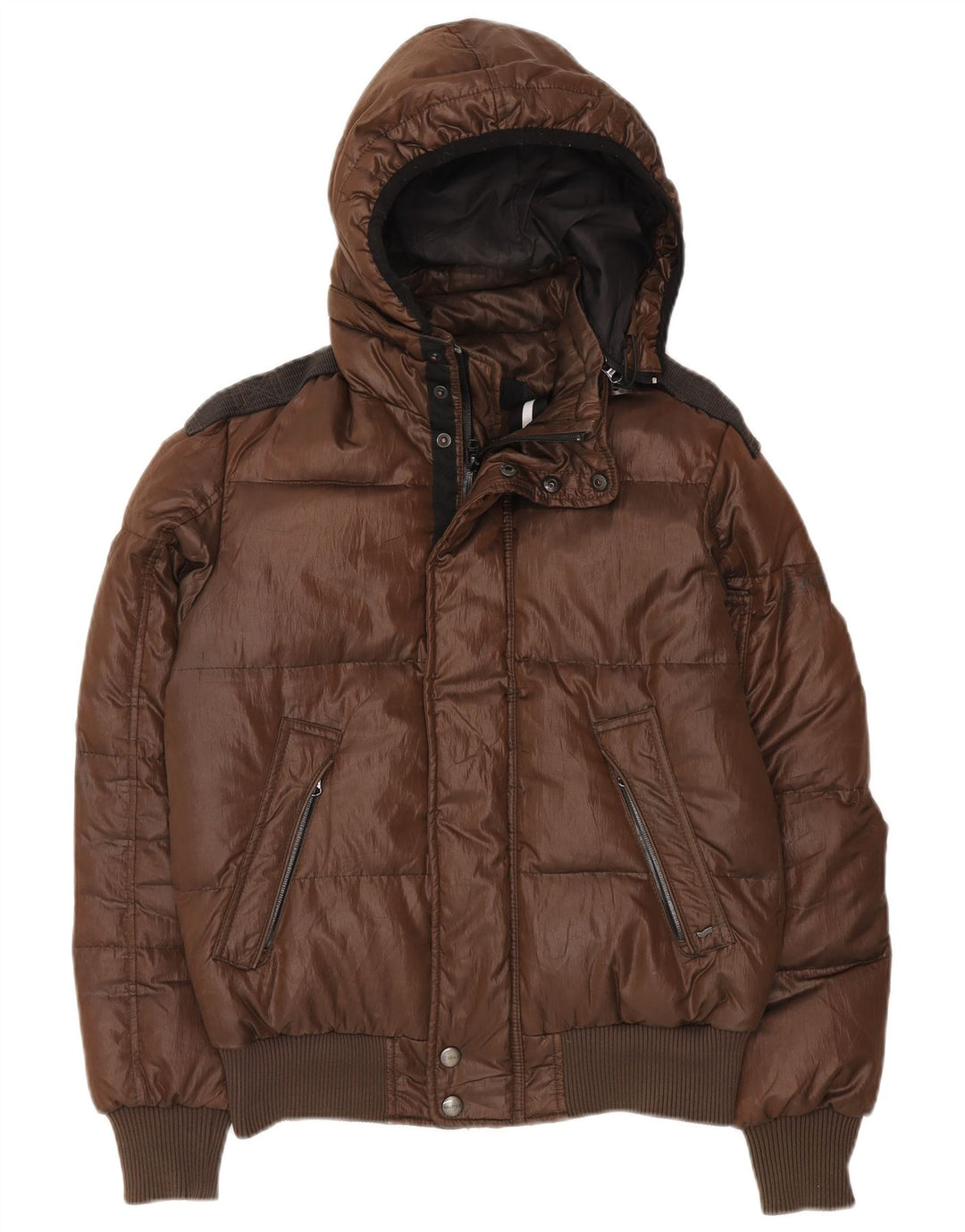 Мужская утепленная куртка-бомбер Gas с капюшоном UK 36, маленький коричневый полиэстер