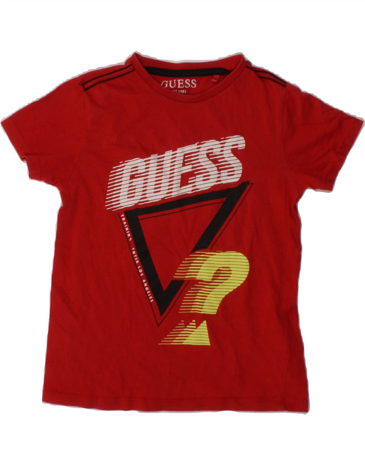 GUESS Boys Graphic T-Shirt Top 5-6 Years Red Cotton Vintage Guess and Second-Hand Guess from Messina Hembry 