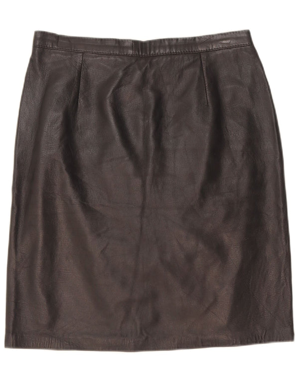 Vintage Womens Leather Skirt W28 Medium Black