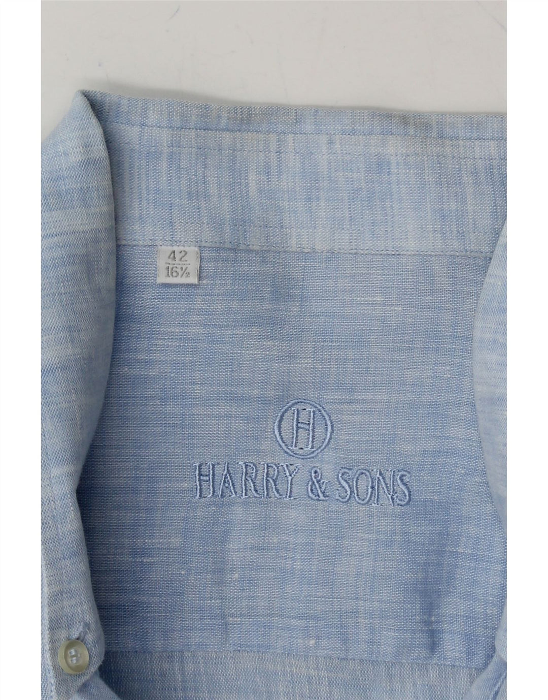 HARRY & SONS Mens Shirt Size 42 16 1/2 Large Blue Vintage Harry & Sons and Second-Hand Harry & Sons from Messina Hembry 