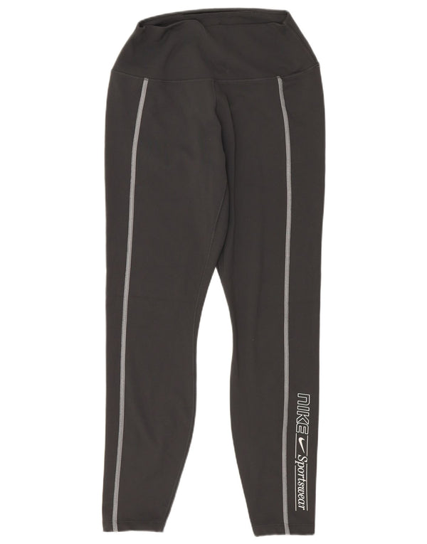 Женские укороченные леггинсы Nike Dri Fit UK 12, средний черный полиэстер