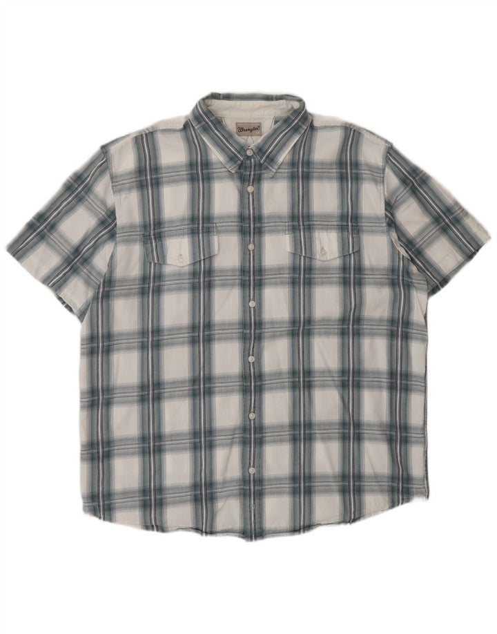 Мужская рубашка с коротким рукавом Wrangler 2XL, синяя клетка, хлопок