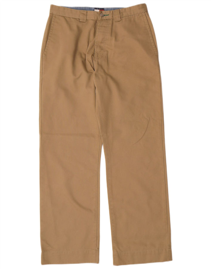 TOMMY HILFIGER Mens Straight Chino Trousers W32 L32 Beige Polyester