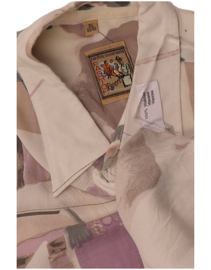 VINTAGE Мужская рубашка с абстрактным узором, размер 43/44 XL, разноцветная