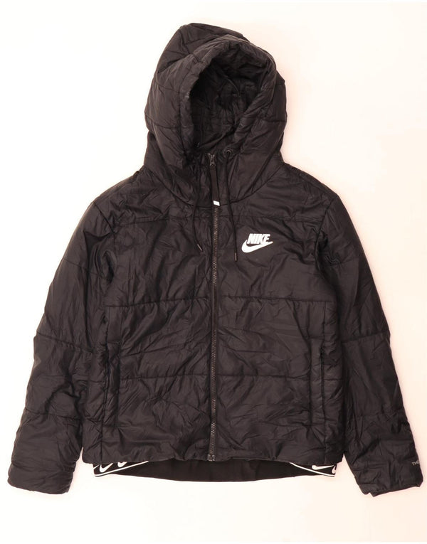 Женская утепленная куртка с капюшоном и графикой Nike Therma-Fit UK 14, средний черный