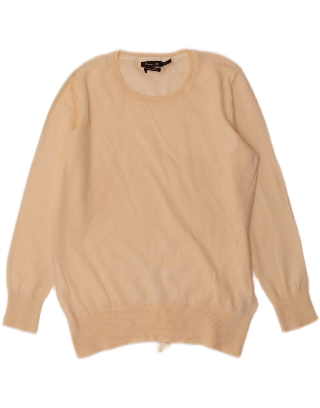 Женский джемпер с круглым вырезом Massimo Dutti UK 12, средний бежевый, шерсть