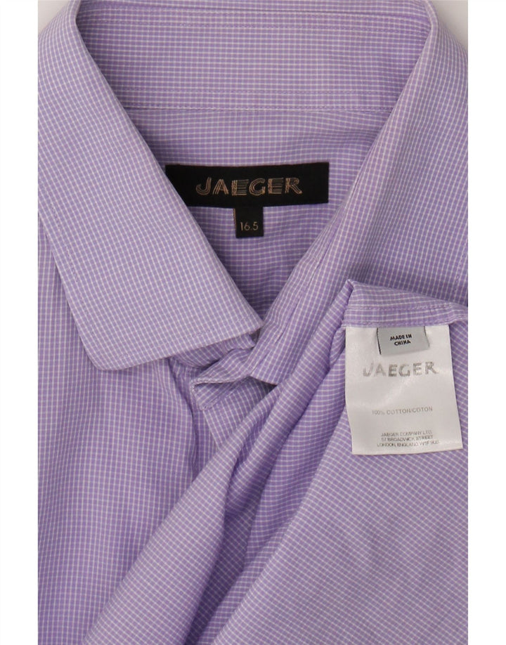 JAEGER Mens Shirt Size 16 1/2 Large Purple Check Cotton