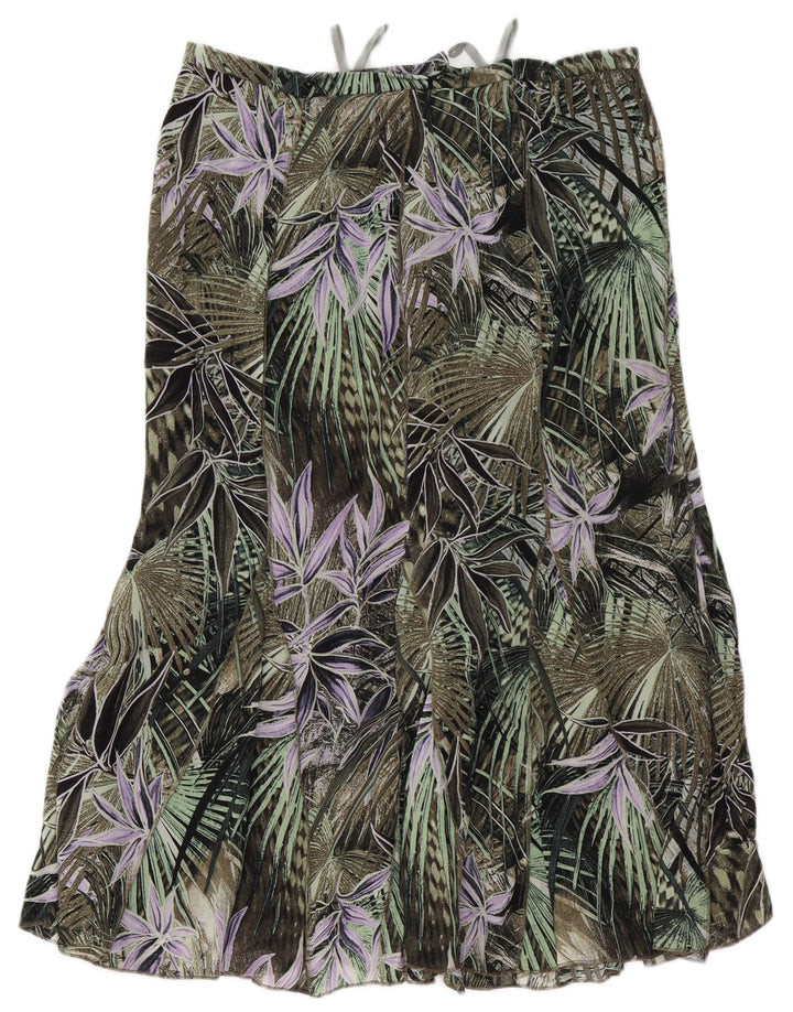 Женская юбка-труба с высокой талией GELCO UK 16, большая W32, зеленая с цветочным принтом