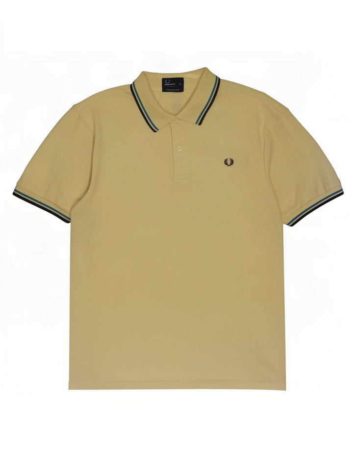 Мужская рубашка-поло Fred Perry XL, хлопковая желтая полоска