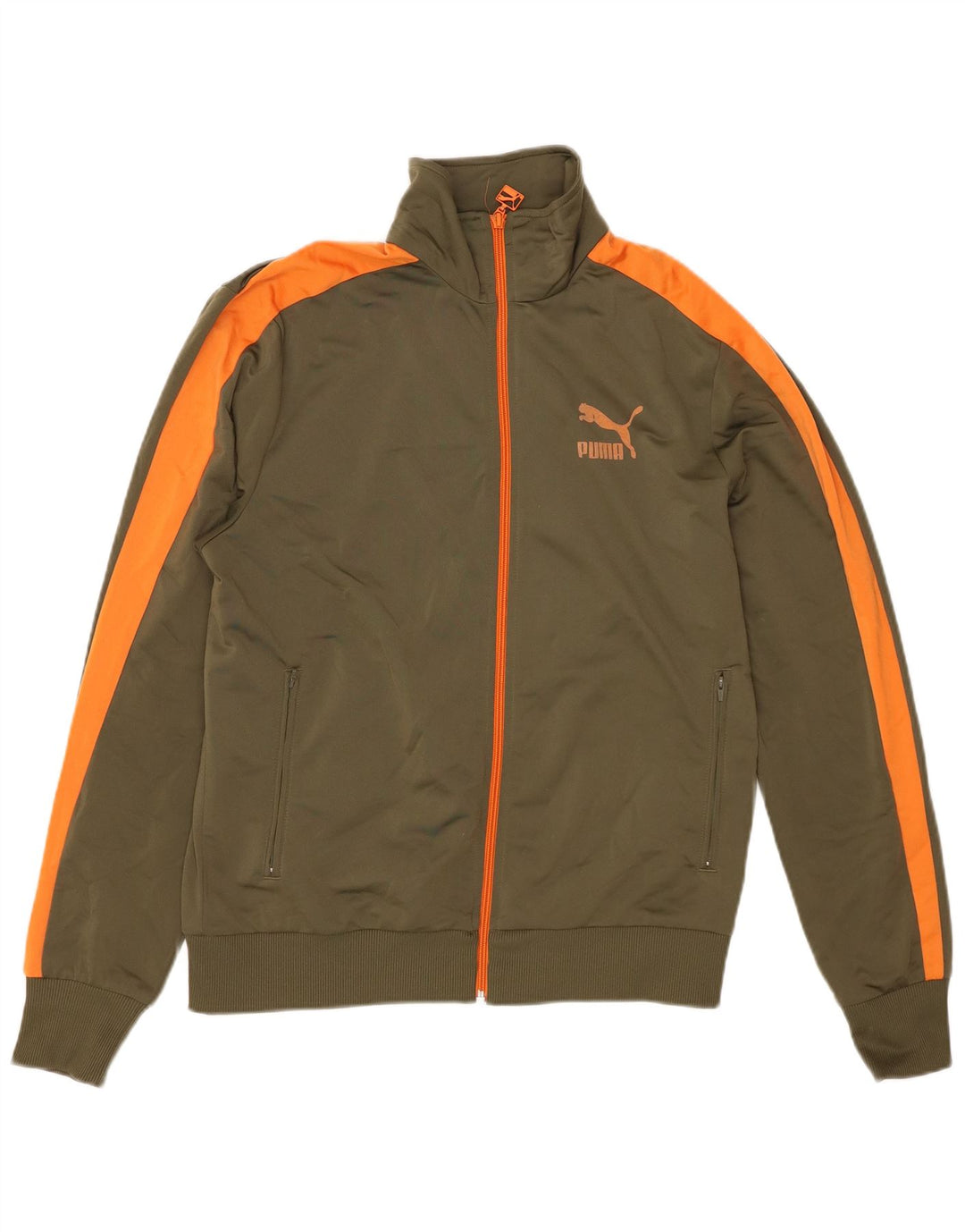 Мужской спортивный костюм Puma, верхняя куртка, средний цвет хаки, полиэстер с цветными блоками
