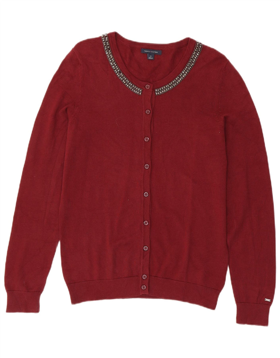 Женский кардиган Tommy Hilfiger UK 12, темно-бордовый хлопок, средний цвет