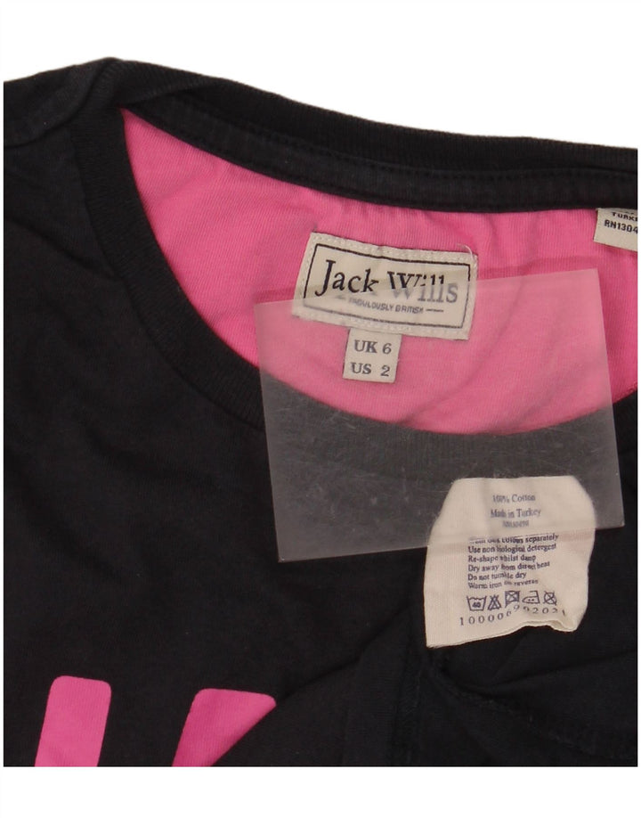 JACK WILLS Женская футболка с рисунком Top UK 6 XS Темно-синий хлопок