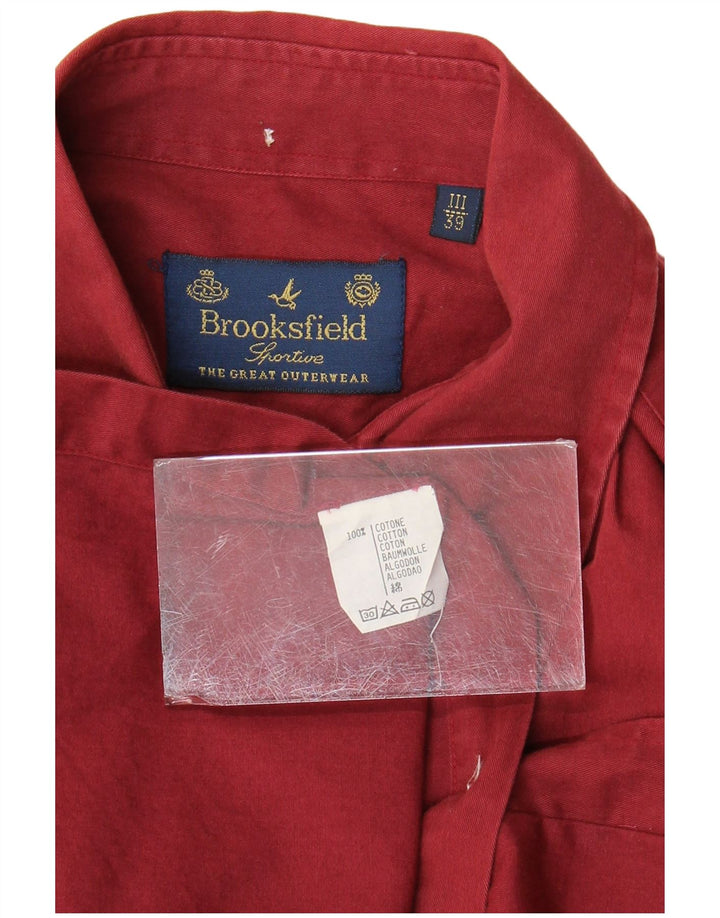 Мужская рубашка Brooksfield, размер 39, темно-бордовый хлопок, средний размер