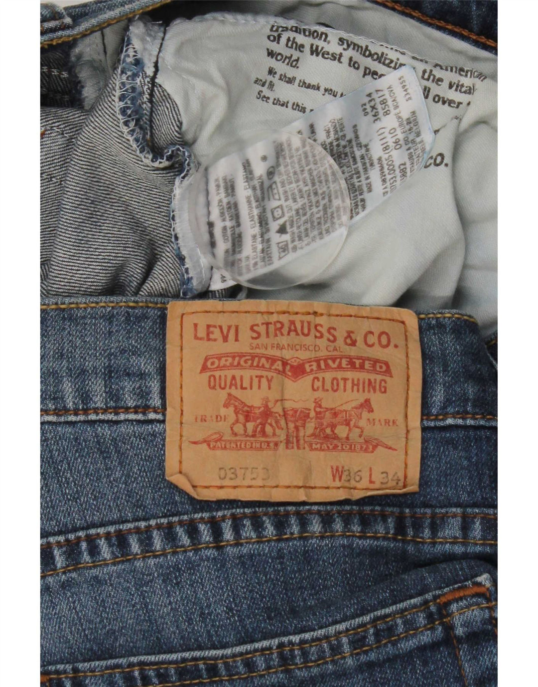 Мужские прямые джинсы Levi's W36 L29 синие, хлопок