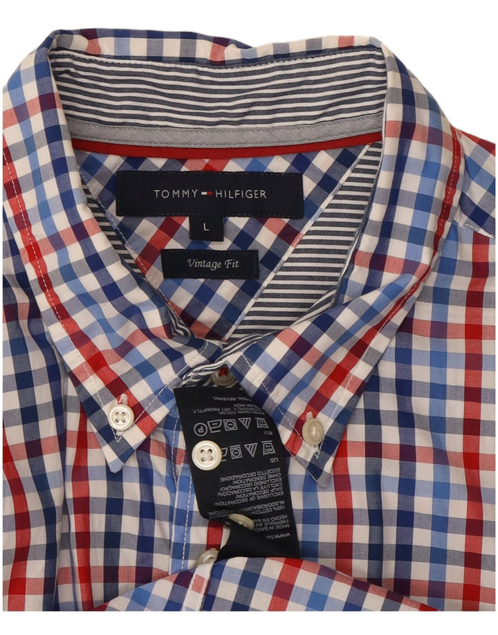 TOMMY HILFIGER Mens Vintage Fit Shirt Large Multicoloured Check Cotton
