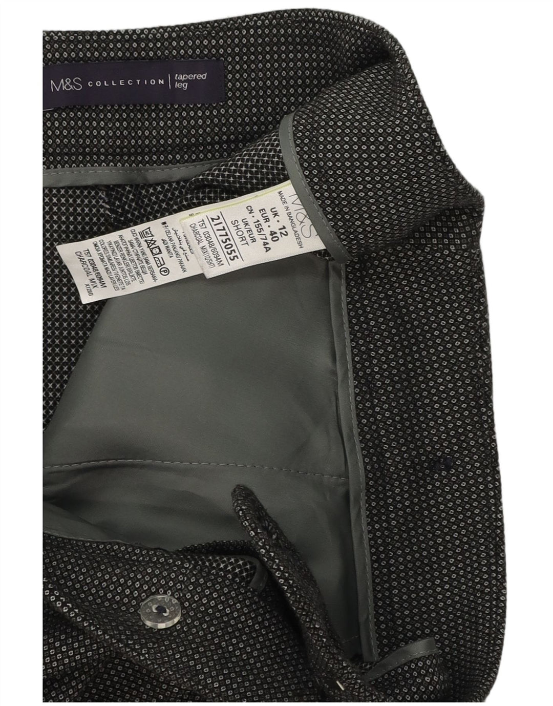Женские короткие костюмные брюки Marks & Spencer UK 12, средние W34 L26, серые в клетку