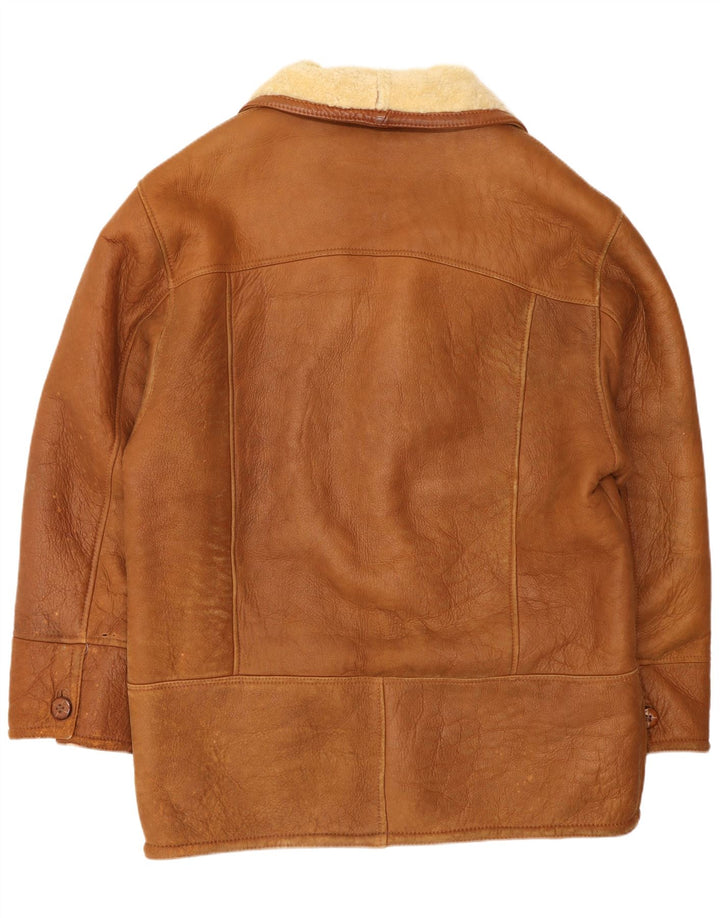 Винтажная мужская дубленка UK 42 XL Коричневая короткая дубленка