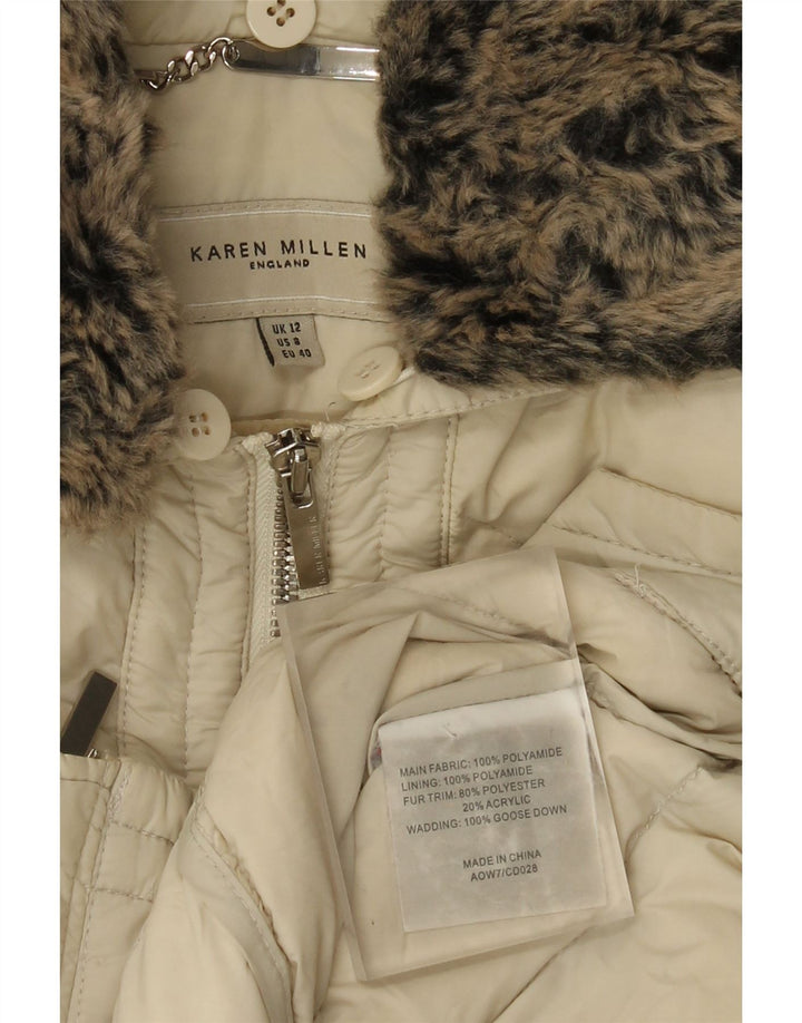 Женская утепленная куртка с капюшоном Karen Millen UK 12, средний белый полиамид