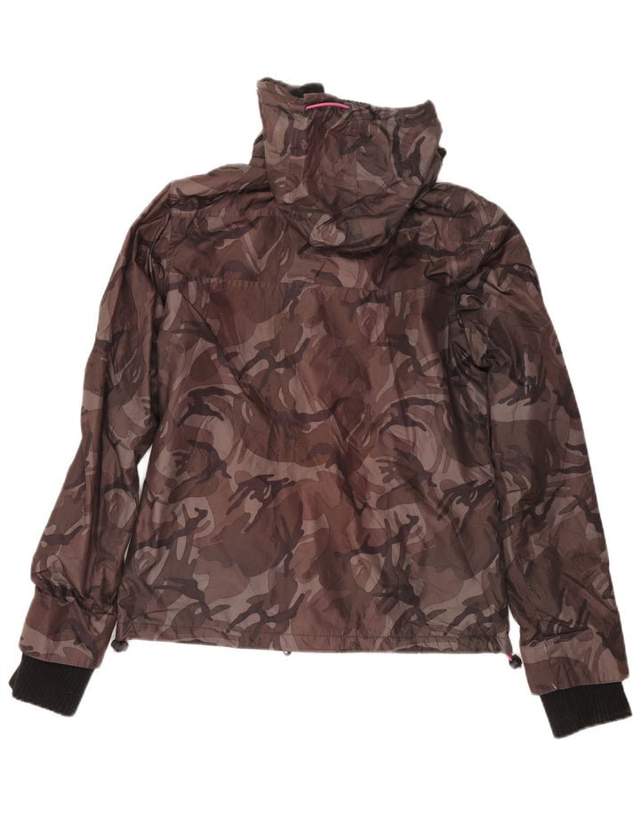 Винтажная женская ветровка с капюшоном, Великобритания, 10, маленький серый камуфляж