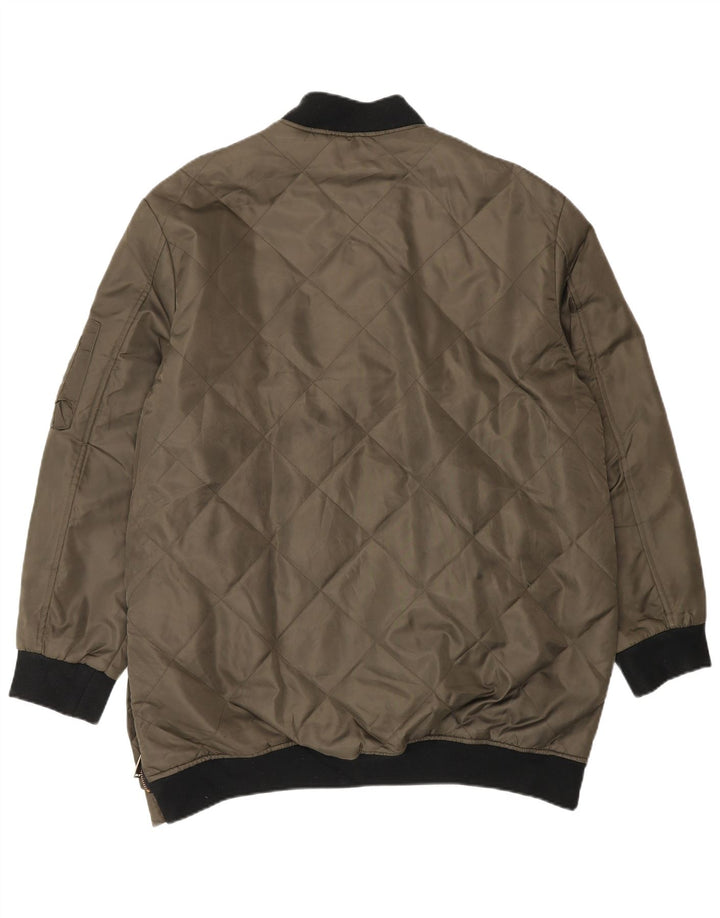 Мужская куртка-бомбер Zara UK 42 XL, цвет хаки, полиэстер с цветными блоками