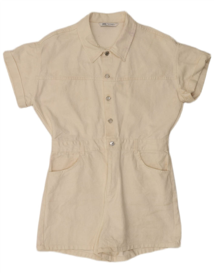 Женский джинсовый комбинезон Zara UK 20 2XL, белый хлопок