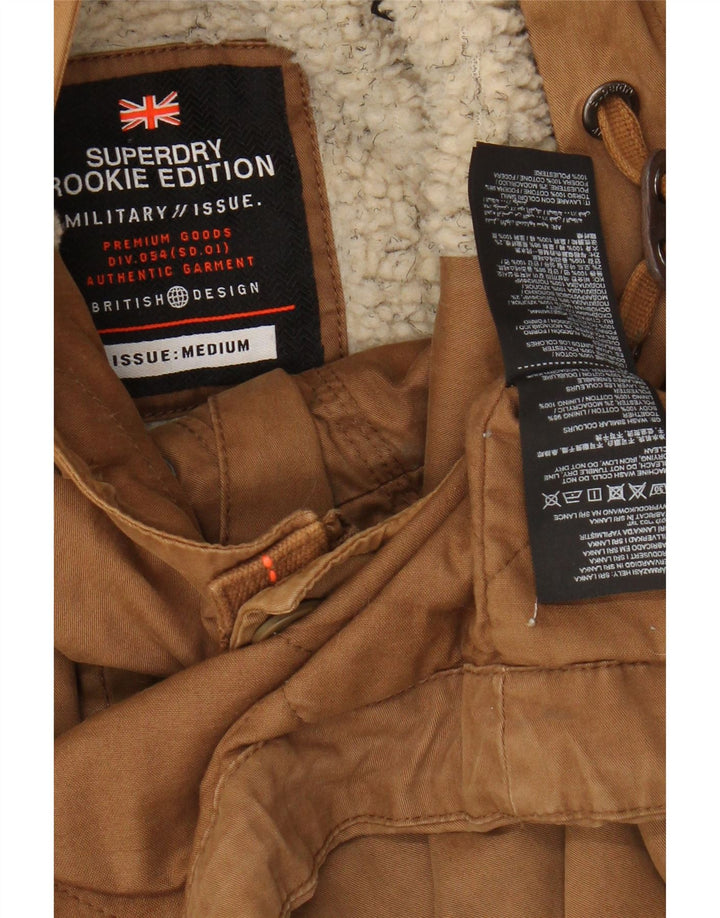 SUPERDRY Мужская куртка-парка из шерпы с капюшоном UK 38 Средний Бежевый Хлопок