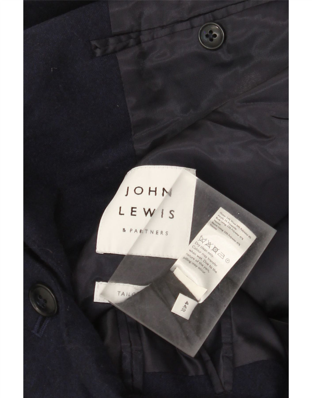 Мужской пиджак John Lewis с 2 пуговицами UK 44 2XL Темно-синий шерстяной