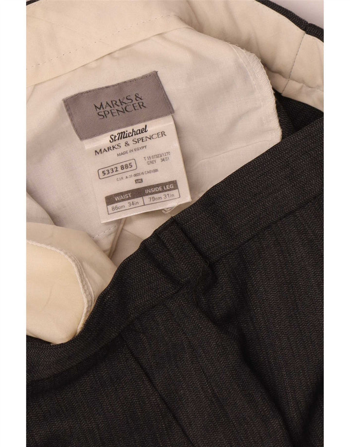 Мужские прямые брюки-чиносы Marks & Spencer W34 L31 серые из полиэстера
