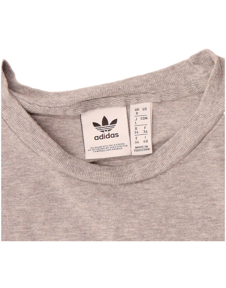 ADIDAS Womens Top Long Sleeve UK 8 Small Grey Cotton