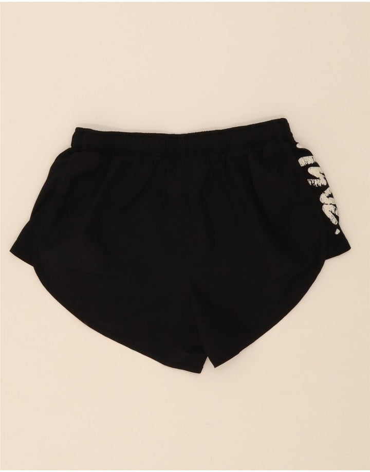 NIKE Womens Dri Fit Graphic Sport Shorts UK 12 Medium  Black Polyester Vintage Nike and Second-Hand Nike from Messina Hembry 