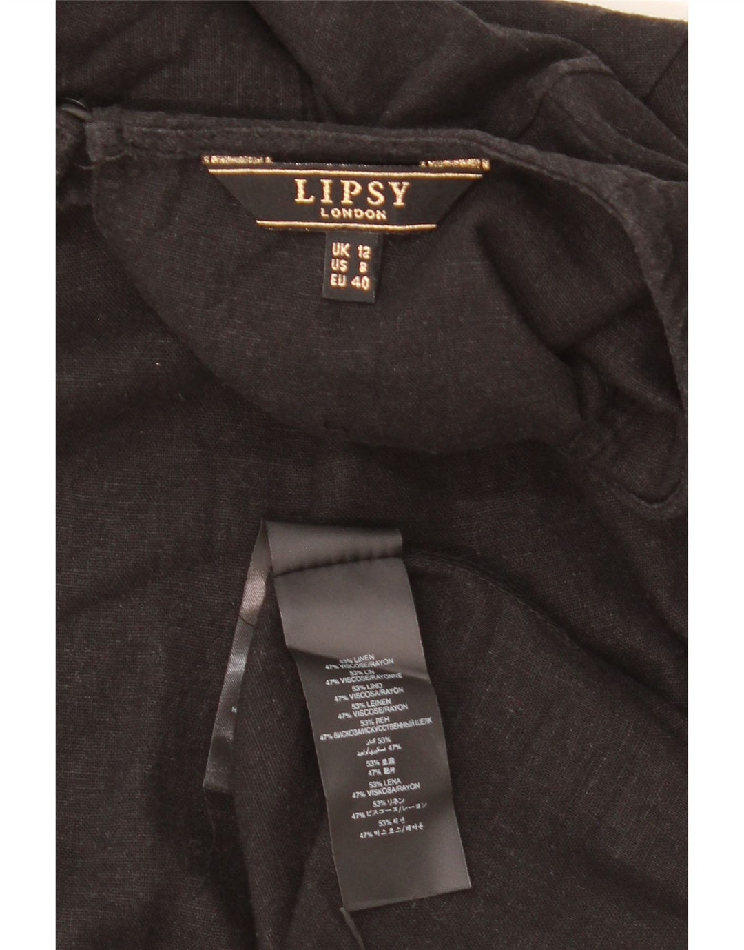 Женское платье свободного кроя Lipsy UK 12, средний черный льняной цвет