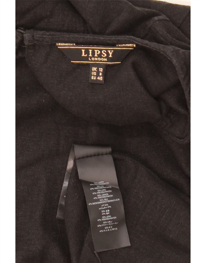 Женское платье свободного кроя Lipsy UK 12, средний черный льняной цвет