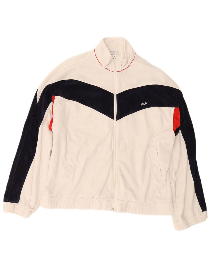 FILA Womens Tracksuit Top Jacket IT 46 Large White Colourblock Cotton