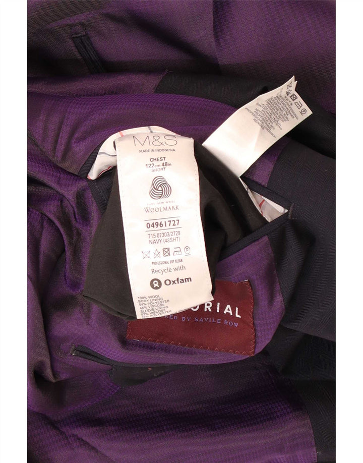 Мужской короткий пиджак Marks & Spencer на двух пуговицах, Великобритания 48, 2XL, темно-синий, шерстяной