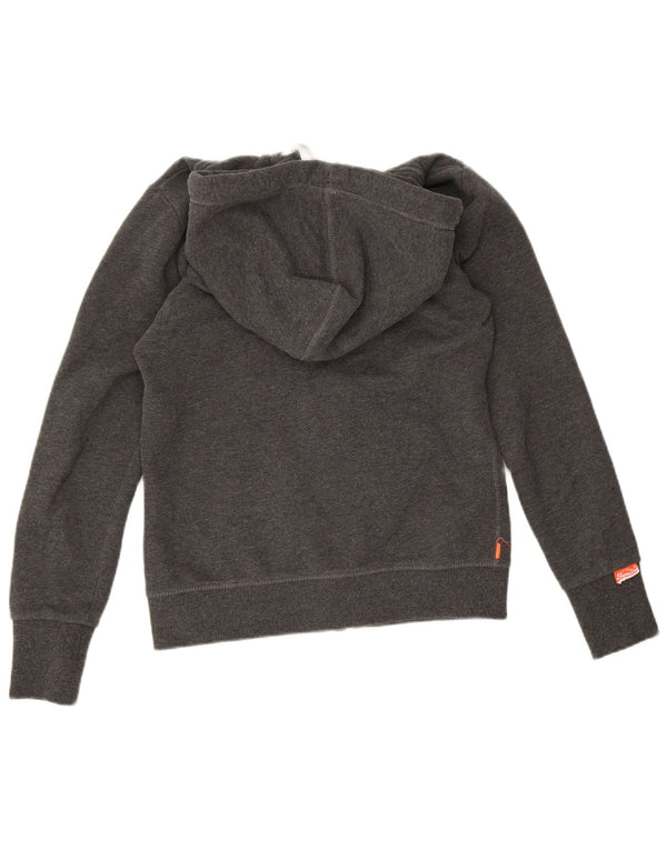 Женский свитер с капюшоном на молнии Superdry UK 10, маленький серый хлопок с крапинками