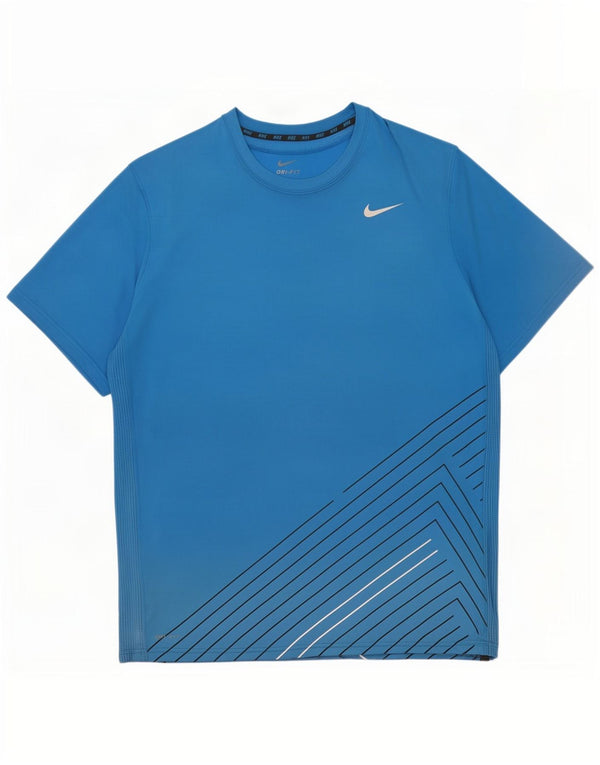 Мужская футболка Nike Dri Fit 2XL, синяя, полиэстер с геометрическим рисунком