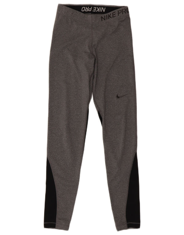 Женские леггинсы Nike UK 8, маленькие серые спортивные с цветными блоками