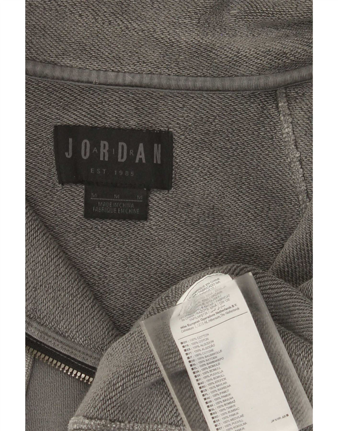 Мужской свитшот Jordan с воротником на молнии, хлопковый джемпер среднего серого цвета