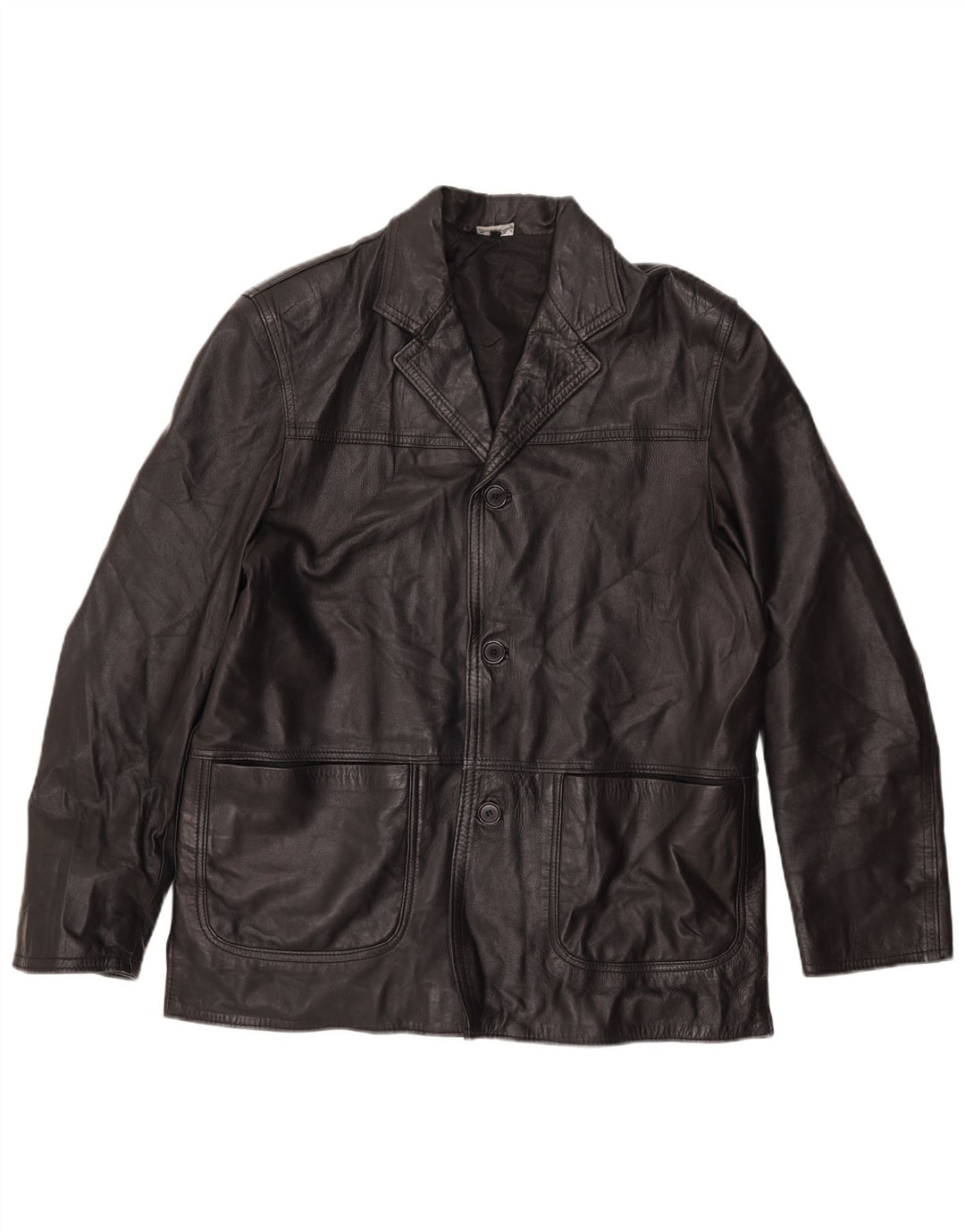 Мужская кожаная куртка VINTAGE UK 42 XL черная кожа